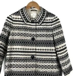 Kate Spade “Elaina” Cropped Linen/Cotton Jacket in Black/Cream Size 8